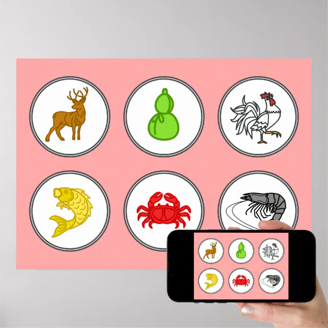 Vietnamese Dice Game Board Premium Canvas Gloss Poster Zazzle