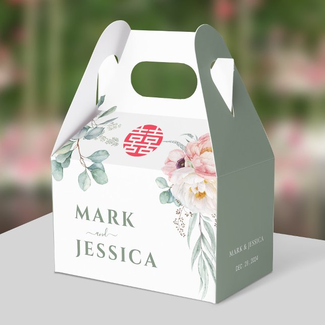 Vietnamese Double Happiness Peonies Wedding Favor Boxes (Creator Uploaded)