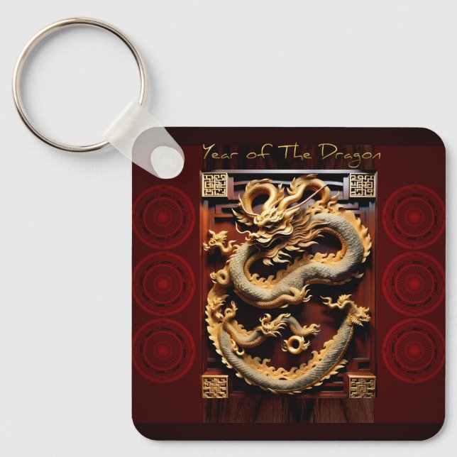 Vietnamese Drums Têt Dragon New Year Monogram SqK Keychain (Front)