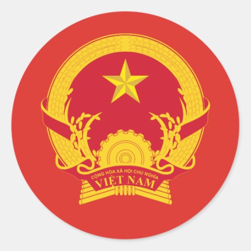 Vietnamese Emblem Flag of Vietnam Classic Round Sticker