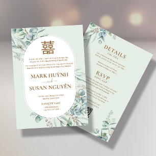 Vietnamese Eucalyptus Song Hy Wedding Invitation