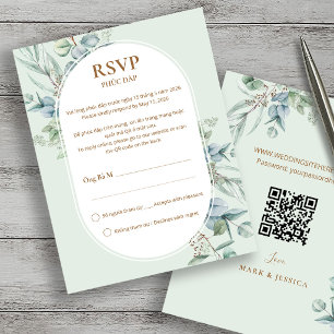 Vietnamese Eucalyptus Song Hy Wedding RSVP Card