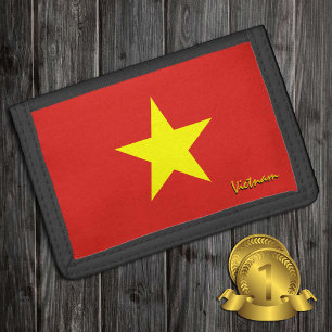 Vietnamese flag fashion, Vietnam patriots / sports Tri-fold Wallet