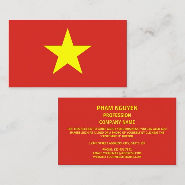 Vietnamese Flag, Flag of Vietnam Business Card (Front/Back)