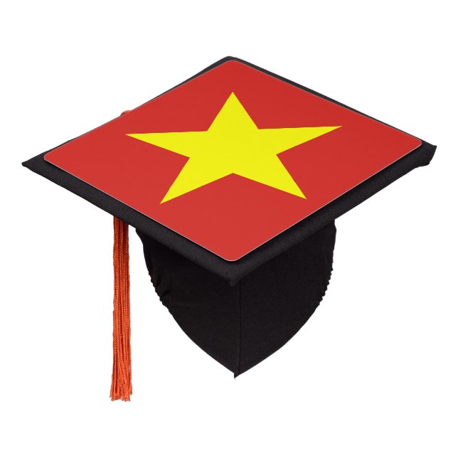 Vietnamese flag graduation cap topper (Angled)