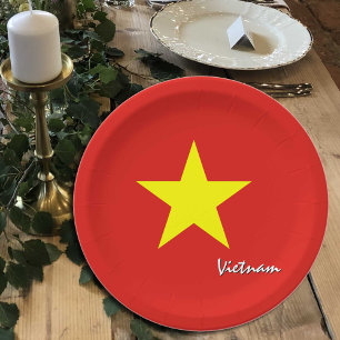 Vietnamese Flag plates, party, sports, Vietnam Paper Plates