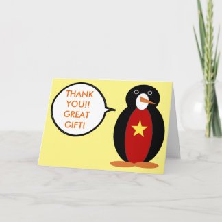 Vietnamese Flag Talking Ms. Penguin Thank You Card
