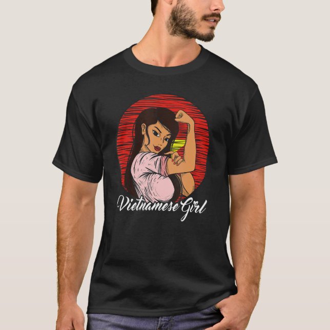 Vietnamese Flag Vietnam Vietnamese Girl T-Shirt (Front)