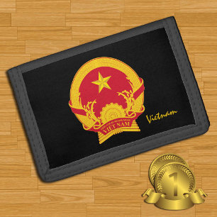 Vietnamese flag wallets, emblem, Vietnam fashion Trifold Wallet