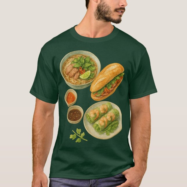 Vietnamese Food banh mi and pho soup T-Shirt (Front)