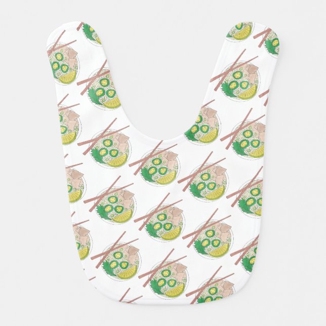 Vietnamese Food Chicken Noodle Pho Soup Foodie Bib (Front)