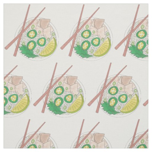 Vietnamese Food Chicken Noodle Pho Soup Foodie Fabric