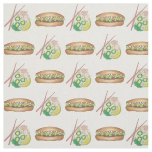 Vietnamese Food Chicken Pho Pork Banh Mi Sandwich Fabric