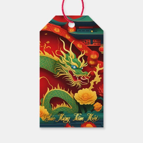 Vietnamese Green Dragon New Year 2024 persGT Gift Tags