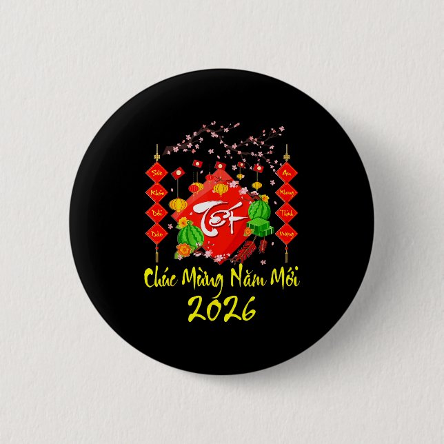 Vietnamese Lunar New Year 2026 Tet Viet Chuc Mung  Button (Front)