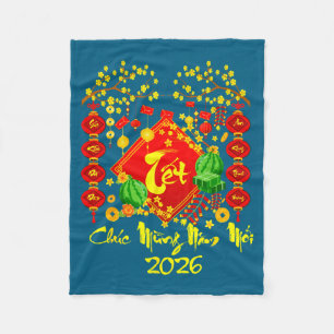 Vietnamese Lunar New Year 2026 Tet Viet Chuc Mung Fleece Blanket