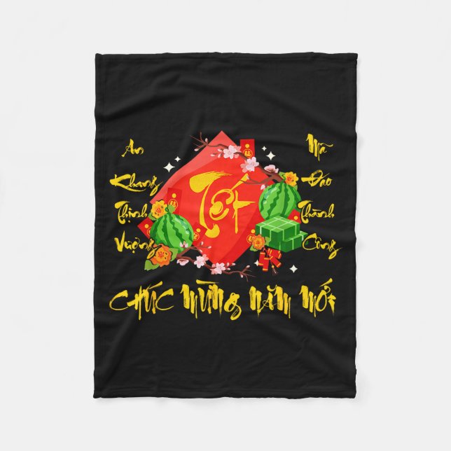 Vietnamese Lunar New Year 2026 Tet Viet Chuc Mung  Fleece Blanket (Front)