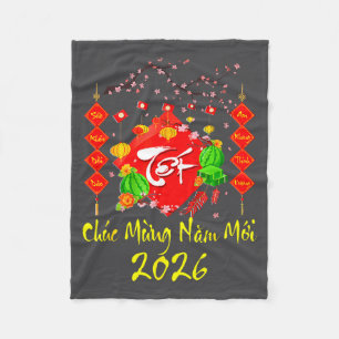 Vietnamese Lunar New Year 2026 Tet Viet Chuc Mung Fleece Blanket