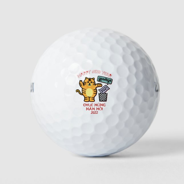 Vietnamese Lunar New Year - Chuc Mung Nam Moi 2022 Golf Balls (Front)