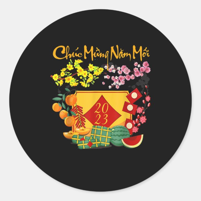 Vietnamese Lunar New Year - Tet 2023 Decoration Li Classic Round Sticker (Front)
