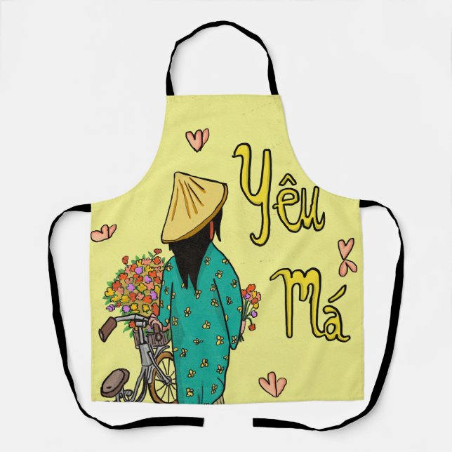 Vietnamese Mom Illustration Mothers Day Gift Apron (Front)