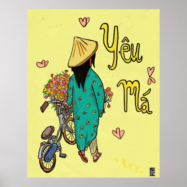 Vietnamese Mom Illustration Mothers Day Gift Poster (Front)