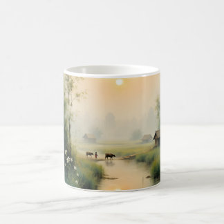 Vietnamese Morning Mist Village Watercolor Art Color Morph Mug