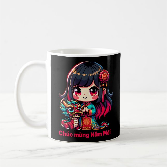Vietnamese New Year Girl & Red Dragon Coffee Mug (Left)