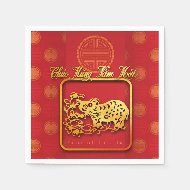 Vietnamese New Year OX paper-cut PN Napkins (Front)