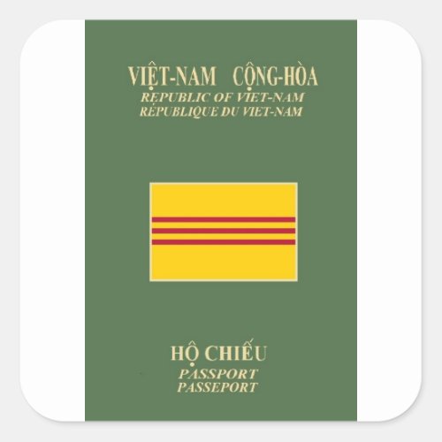 Vietnamese Passport _ Flag of South Vietnam Square Sticker