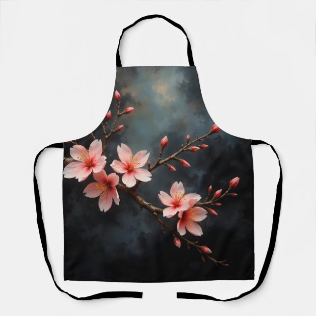 Vietnamese Peach Blossom Art Apron (Front)