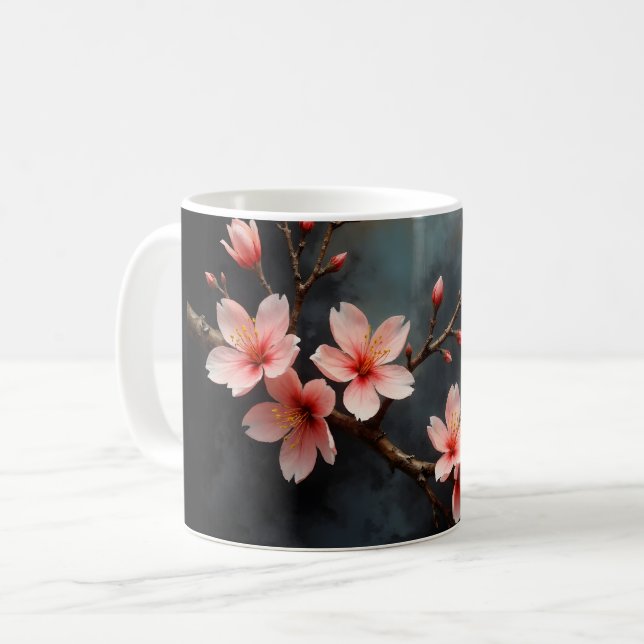 Vietnamese Peach Blossom Art Coffee Mug (Front Left)