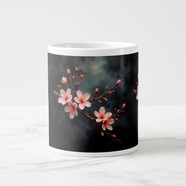 Vietnamese Peach Blossom Art Giant Coffee Mug (Front)