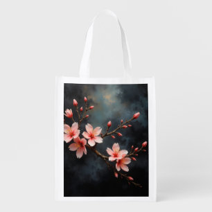 Vietnamese Peach Blossom Art Grocery Bag