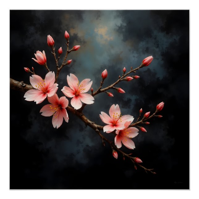 Vietnamese Peach Blossom Art Poster (Front)