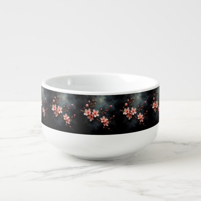 Vietnamese Peach Blossom Art Soup Mug (Front)