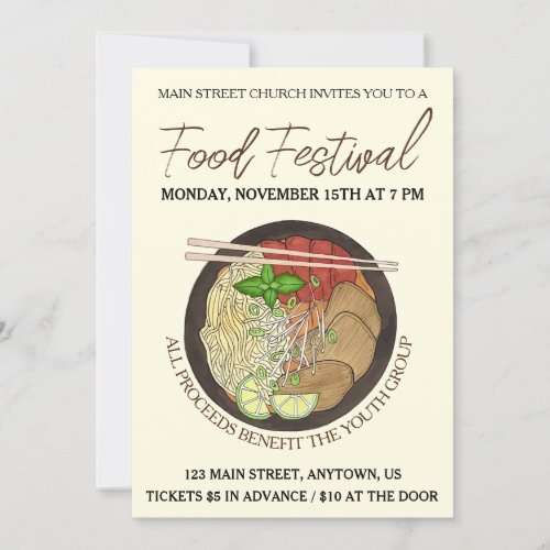 Vietnamese Pho Noodles Soup Cookoff Food Festival Invitation