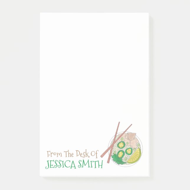 Vietnamese Pho Soup From the Desk of Personalized Post-it Notes (Front)