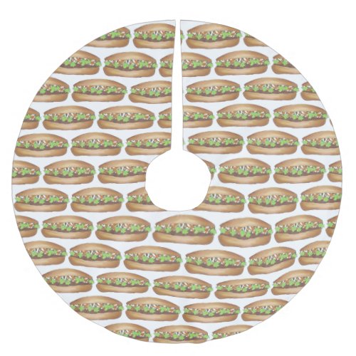 Vietnamese Pork Banh Mi Sandwich Restaurant Food Brushed Polyester Tree Skirt