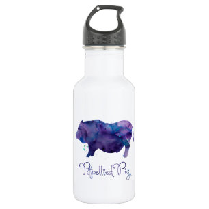 Vietnamese Potbellied Pig Watercolor Design Water Bottle