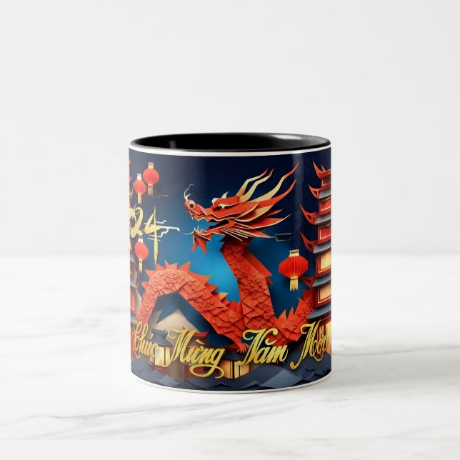 Vietnamese Red Dragon New Year 2024 2TMug2 Two-Tone Coffee Mug (Center)