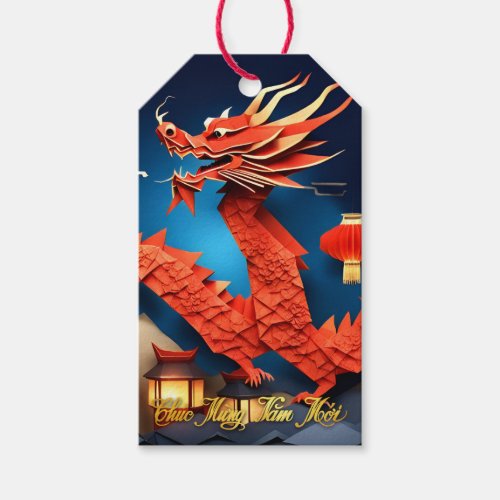 Vietnamese Red Dragon New Year add name GT Gift Tags