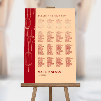 Vietnamese Red Lantern Wedding Seating Chart Foam Board