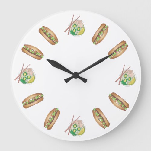 Vietnamese Restaurant Banh Mi Pho Noodles Food Large Clock