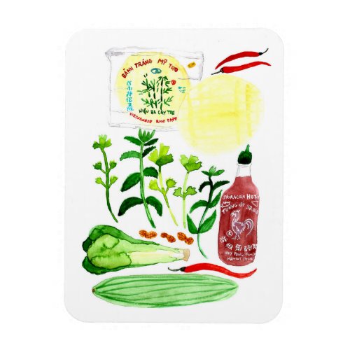 Vietnamese Rice Paper Rolls Recipe Watercolor Magnet