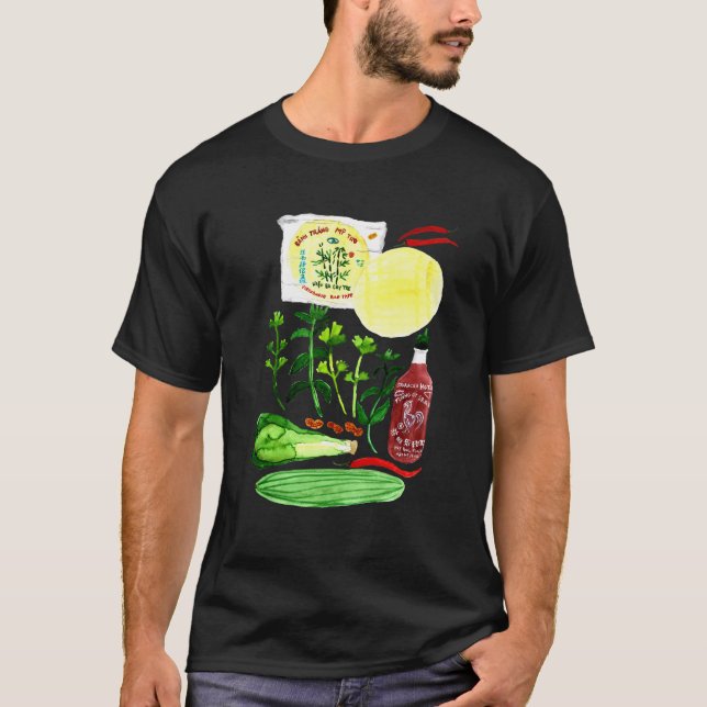 Vietnamese Rice Paper Rolls Recipe Watercolor T-Shirt (Front)