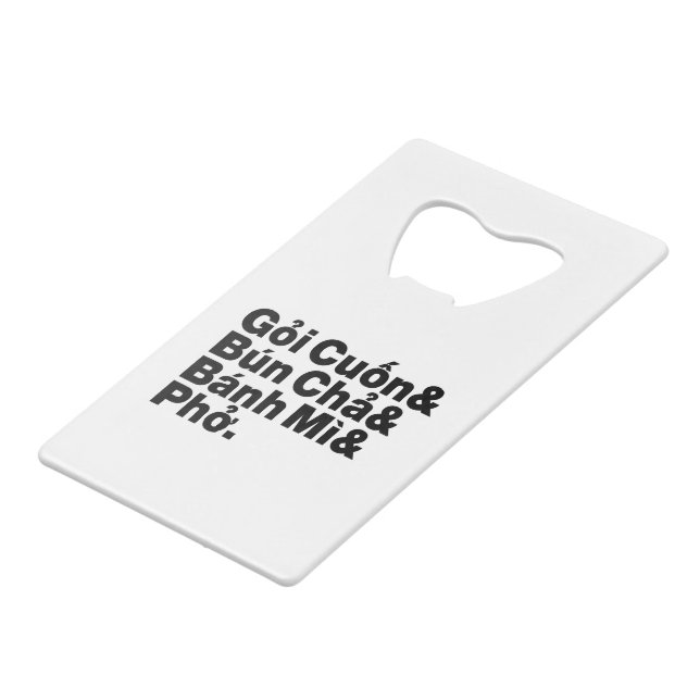 Vietnamese Street Food Credit Card Bottle Opener (Front Angled)