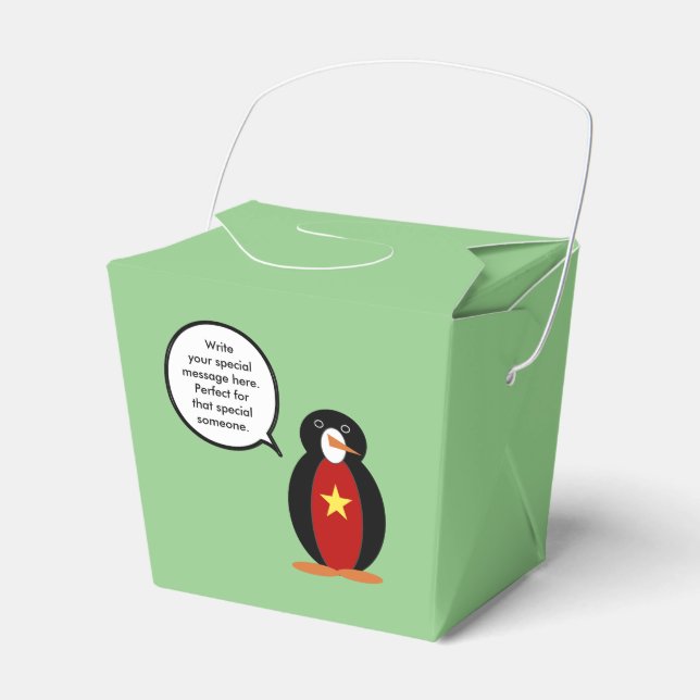 Vietnamese Talking Ms. Penguin Personalized  Favor Boxes (Front Side)