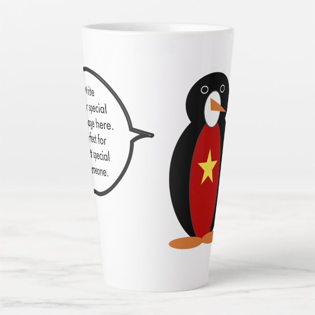 Vietnamese Talking Ms. Penguin Personalized  Latte Mug (Front)