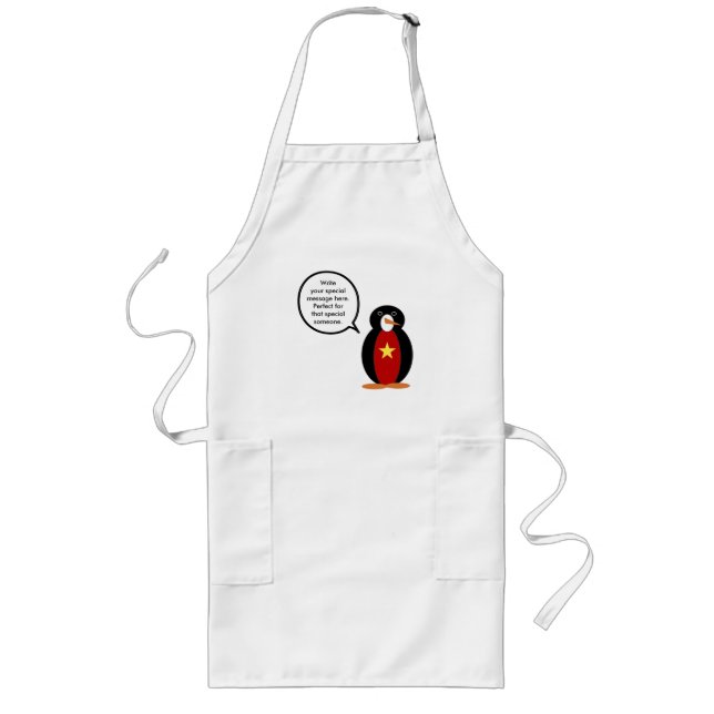 Vietnamese Talking Ms. Penguin Personalized  Long Apron (Front)